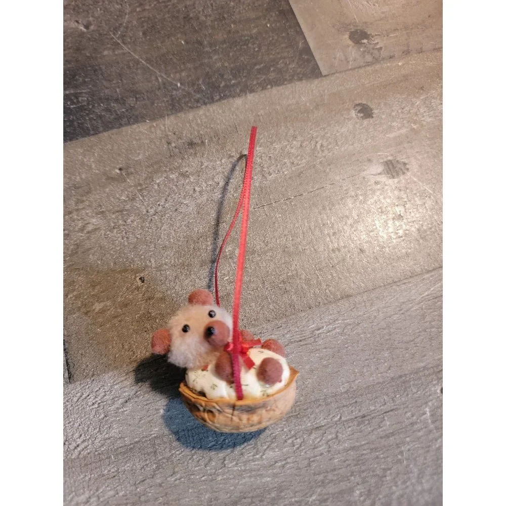 Nutshell Teddy bear hanging basket‎ Handmade ornament xmas